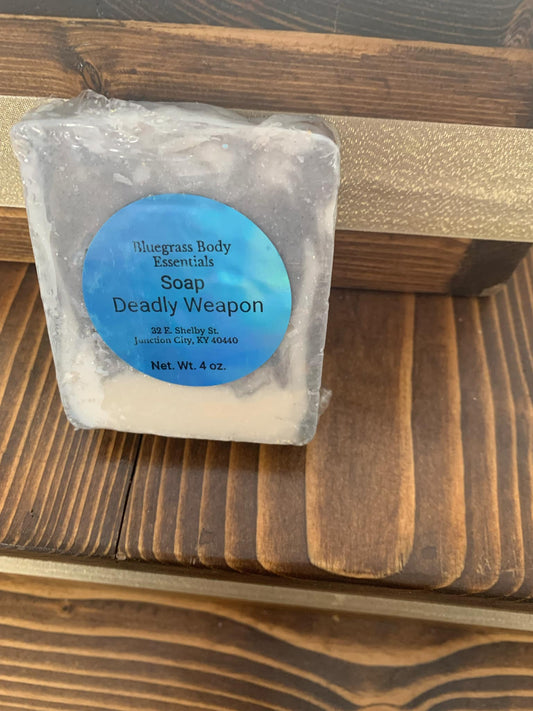 Deadly Weapon: A lethal blend of rugged scent and smooth lather — handle with care.